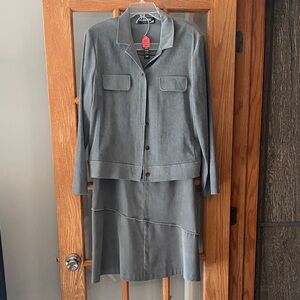 Inclinations Women’s Olive Green 2 Piece Set Jacket Midi Skirt Women’s L NWT